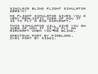 screenshot for Sinclair Blind Flight Simulator 2009 for the ZX81